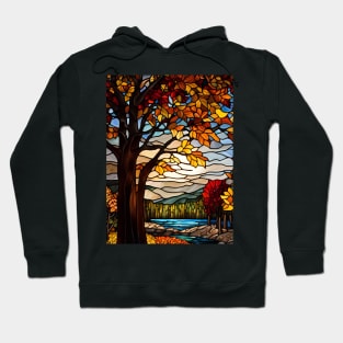 Stained Glass Autumn Forest Scene Hoodie